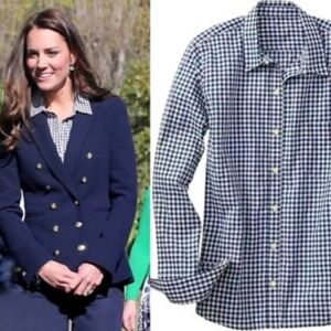 GAP Boyfriend Gingham Check Shirt Blue Breezy Tailored Button Down XS